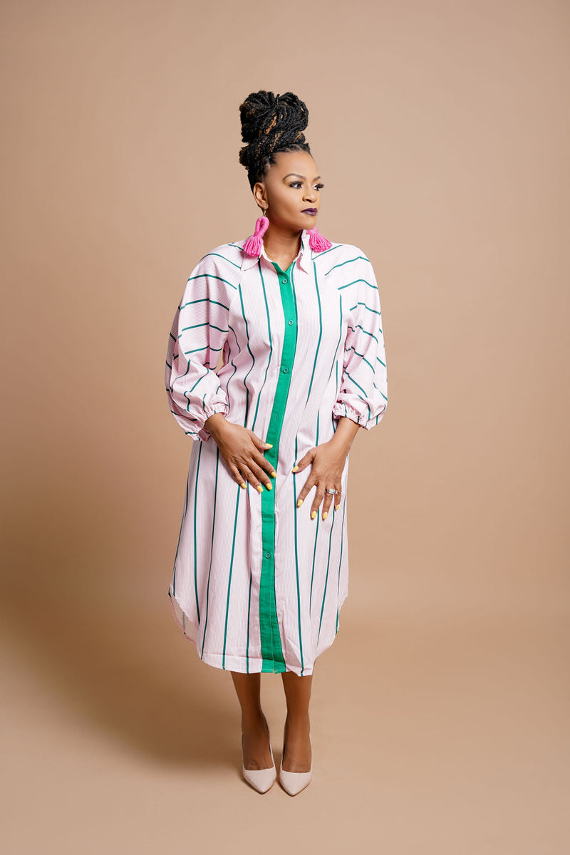 Pink & Green Shirt Dress Pink & Green Shirt Dress